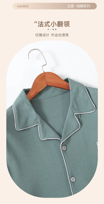 High Quality 100% Cotton Pajamas Suit Men Outside Classic Simple Male's Homewear Fashion Soft Breathable Sleepwear Business Gent