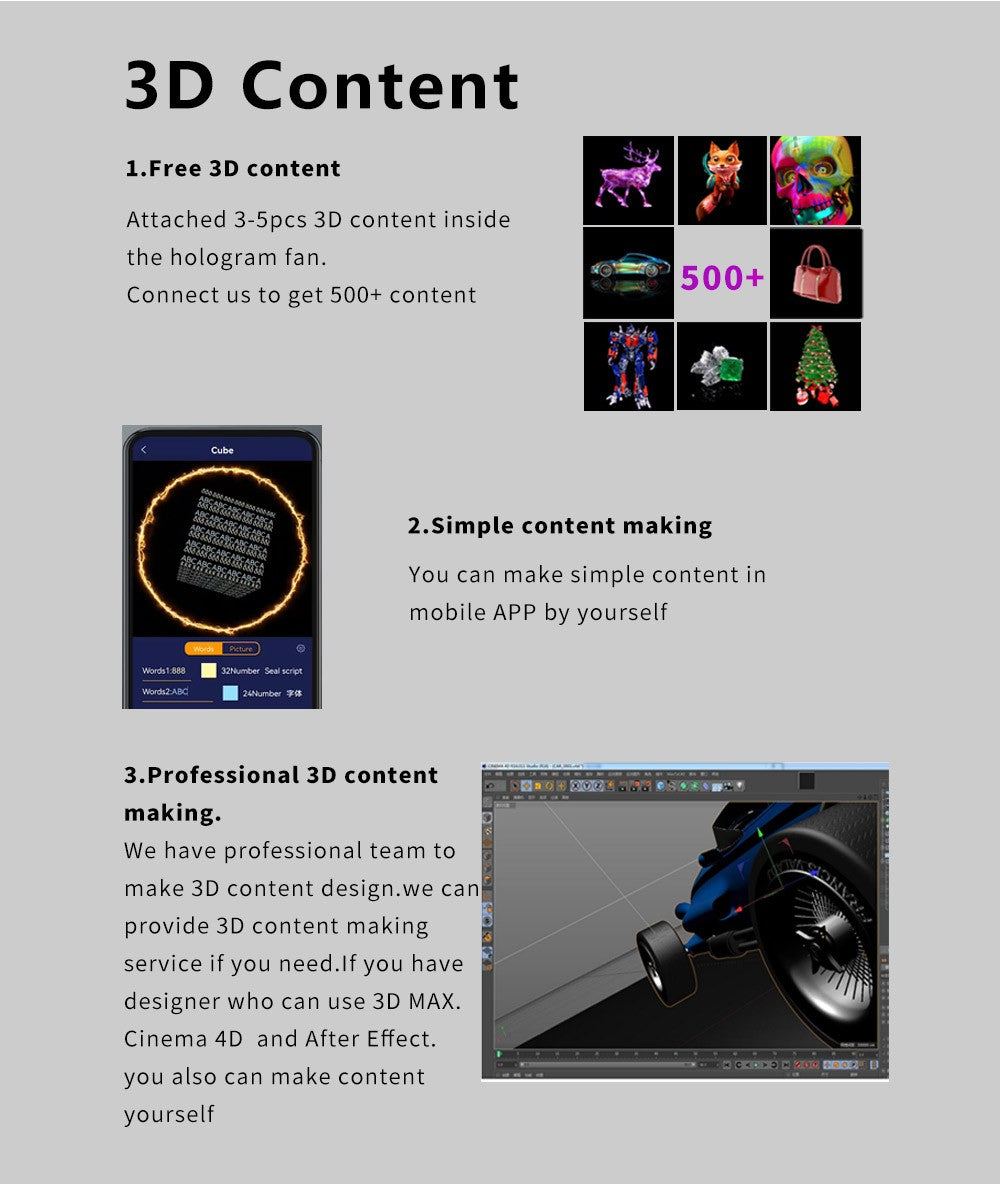 Portable Mini 3D Hologram Fan 18CM with Desktop Cover - Christmas Decoration Holographic Display, Advertising Projector for Home