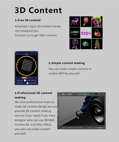 Portable Mini 3D Hologram Fan 18CM with Desktop Cover - Christmas Decoration Holographic Display, Advertising Projector for Home