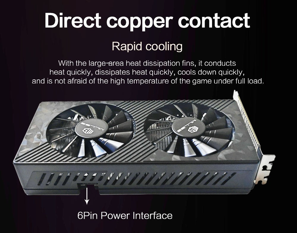 MLLSE AMD RX 590 8GB 2304SP Gaming Graphics Card GDDR5 256Bit PCI-E 3.0 ×16 6Pin Radeon GPU Rx 590 Video Card Placa De Video