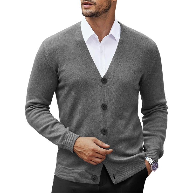 New Men's V Neck Cardigan Sweatcoats Casual Lightweight Button Down Knitted Cardigan Sweater Outdoor Streetwear