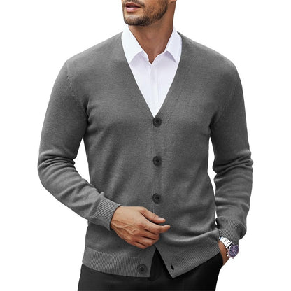 New Men's V Neck Cardigan Sweatcoats Casual Lightweight Button Down Knitted Cardigan Sweater Outdoor Streetwear