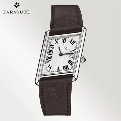 FARASUTE New Unique Square Stainless Steel Quartz Watch Men Casual Sapphire Glass Swiss Movement Waterproof Wristwatches Male