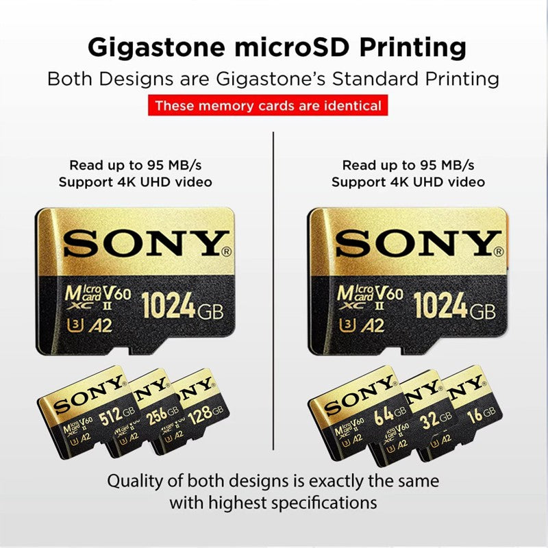 Cartão de Memória SONY TF 1TB Alta Velocidade Micro SD Card 1024GB 128GB 256GB 512GB A2 U3 V30 Cartões Flash SD TF Para Celular Xiaomi Computador