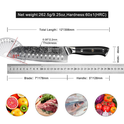 Conjunto de Facas de Cozinha KEEMAKE Design Faca de Utilidade Japonesa para Chef Faca de Corte de Aço Damasco de Alto Carbono para Vegetais e Carnes