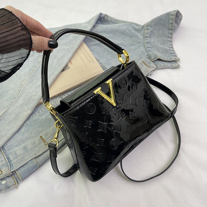 Luxury 2025 Patent Leather Bucket Bag for Women Large Capacity Tote Work Commuter Bag Chic Shoulder Crossbody Purse