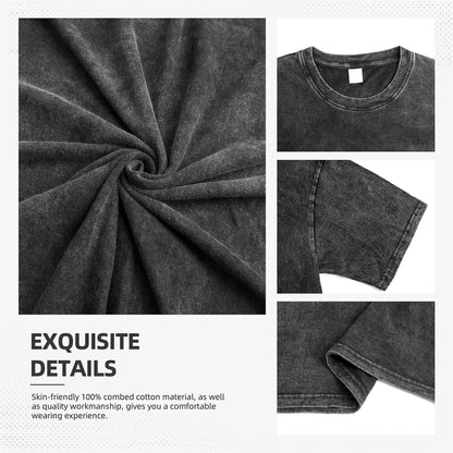 Summer Men's Retro Women's Casual Crew Neck Fashion Loose Clothing Jonas Brothers Washed Short Sleeve 100% Cotton T-Shirt