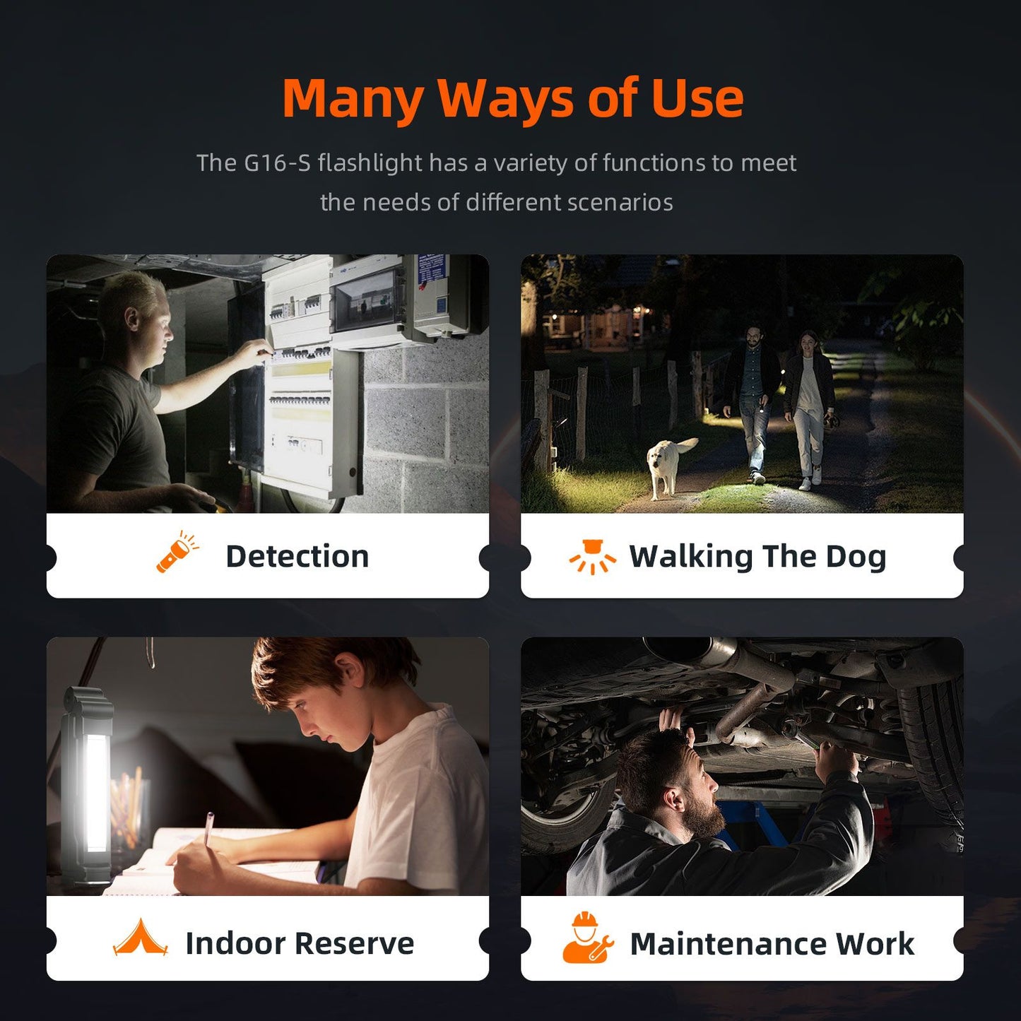 SUPERFIRE G16-S Multifunctional Work light LED+COB Flashlight 360° With Magnetic Base Rechargeable For Car Repair Fishing Torch