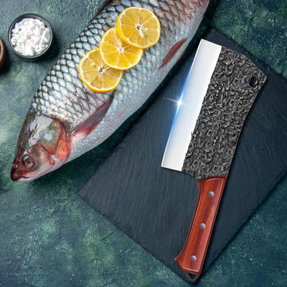 MDHAND Japanese Kitchen Knife Hand Forged Chef Knife Hammered Chopping Knife Corrosion-resistant Sharp Blade Cleaver with Sheath