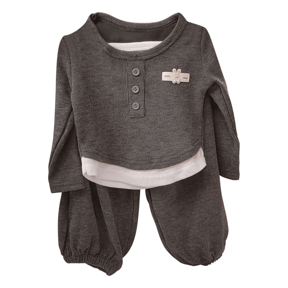 Girls Autumn Outfits Fashionable False Two-Piece Tops and Pants 2 Piece Set Stylish Korean Style Kids Clothing Cute Fall Clothes