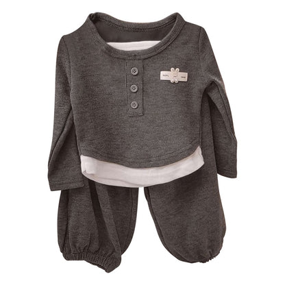 Girls Autumn Outfits Fashionable False Two-Piece Tops and Pants 2 Piece Set Stylish Korean Style Kids Clothing Cute Fall Clothes