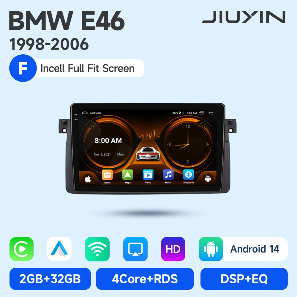 JIUYIN Android 15 Wireless Carplay Auto Rádio Estéreo Multimídia Automotivo Para BMW E46 M3 318 320 325 330 335 1998-2006 IPS