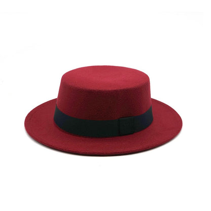 Winter Autumn Fashion Women Men Unisex Wide Brim Panama Hat Autumn Winter Gentleman Elegant Jazz Church Cap Beige Black Red