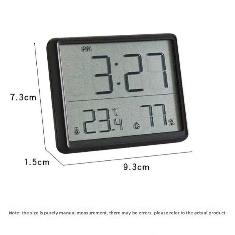 Slim Digital Wall Clock with LCD Alarm, Temperature & Humidity Display- Multi-Functional Kitchen Electronic Clock Adhesive Mount