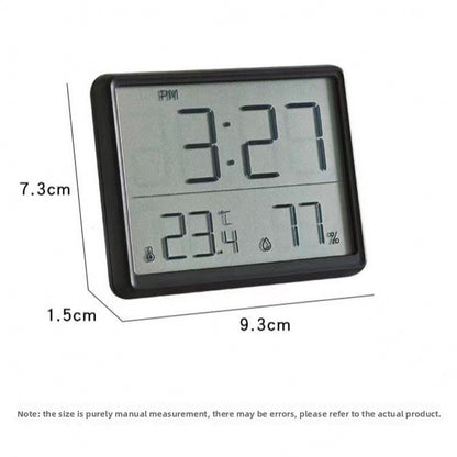 Slim Digital Wall Clock with LCD Alarm, Temperature & Humidity Display- Multi-Functional Kitchen Electronic Clock Adhesive Mount