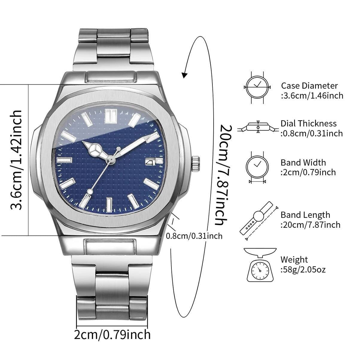 Luxury Square Men Business Watches Calendar Mens Quartz Watch Clock Gift Reloj Hombre?Without Box?