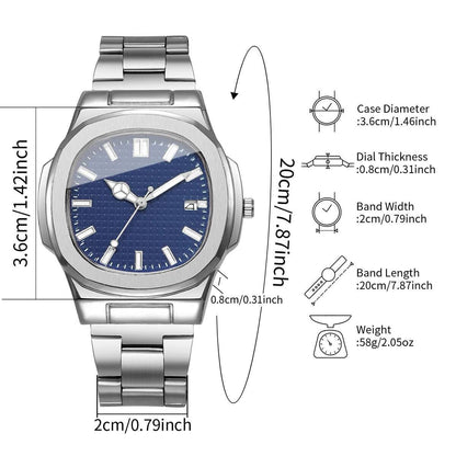 Luxury Square Men Business Watches Calendar Mens Quartz Watch Clock Gift Reloj Hombre?Without Box?