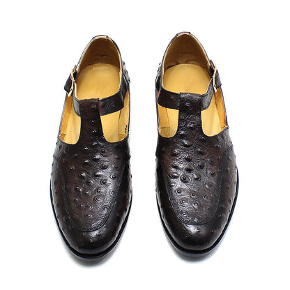 Men's leather sandals with toe caps, summer new style, personalized fashion show, handmade men's shoes, cowhide outdoor