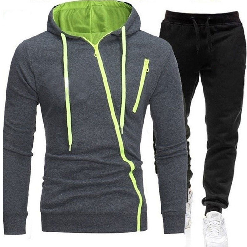 Spring Autumn 2020 Men's Sweat Suit Set Tracksuit Men Outfit Full Sleeve Tops with Hood Outdoor Sport Wear Men's Hooded Suit