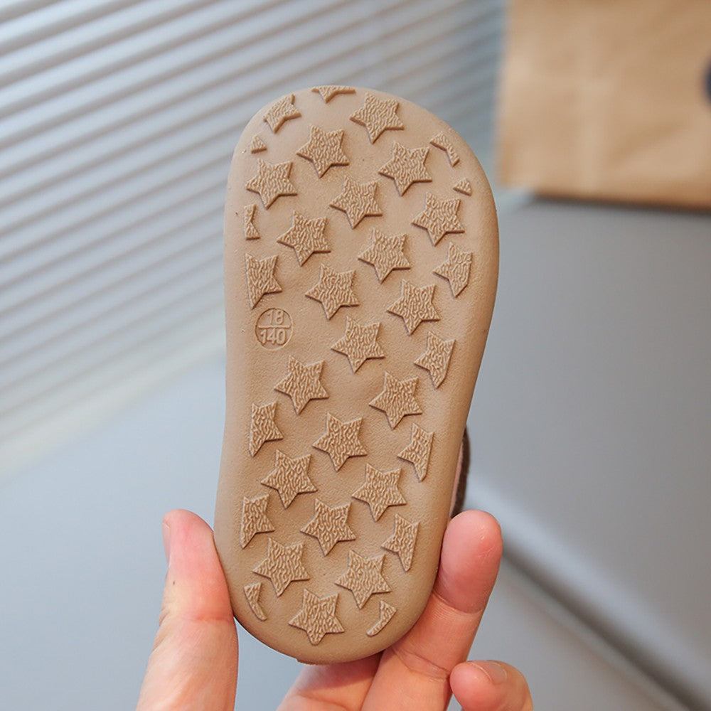 Christmas Children's Snow Boots PU Leather Vintage Girl's Plush Boots Anti-slippery Kid's Warm Padded Boots Cotton Shoes