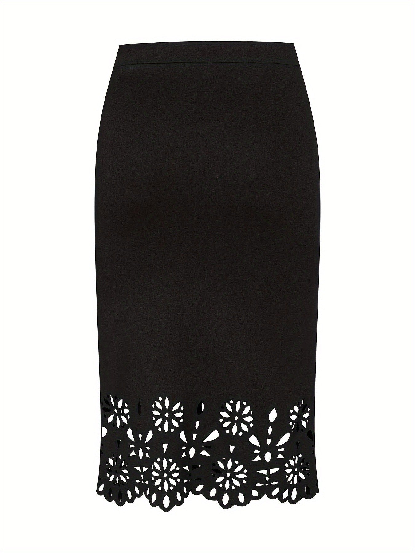 2024 summer new women's plus size fashion elegant temperament models knitted fabric hollow half skirt