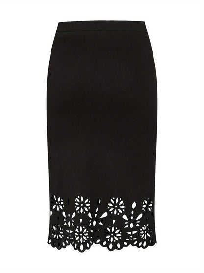 2024 summer new women's plus size fashion elegant temperament models knitted fabric hollow half skirt