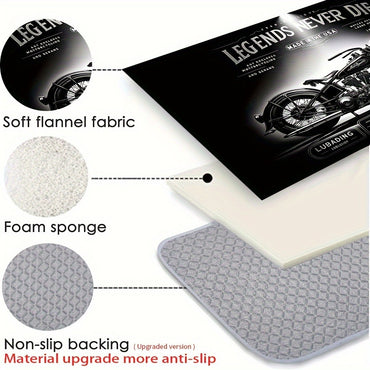 Vintage Motorcycle Design Doormat Durable Non Slip Entrance Rug Perfect for Classic Bike Enthusiasts Home Decor Adds Unique