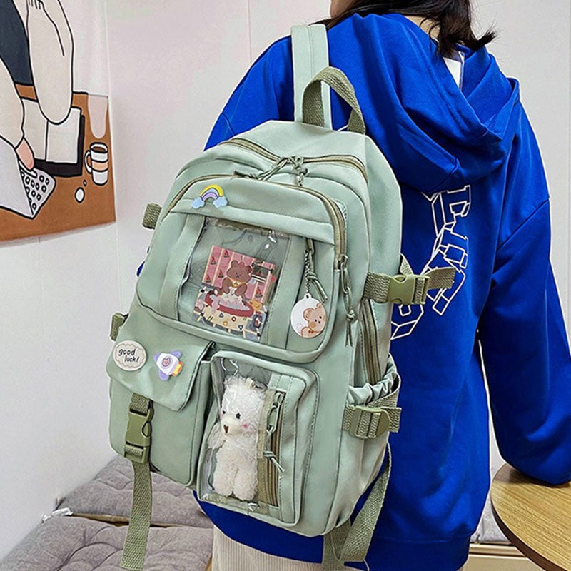 Mochila Feminina Fofa Desenho Animado Moda Adolescente Estudante Mochila Escolar Adorável Bolsa Feminina Mochila Escolar Versátil para Meninas