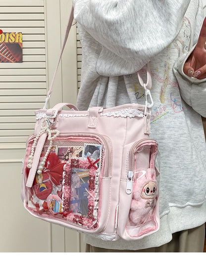 New Japanese Style Transparent Crossbody Bag Cute Candy Color Commuting Shoulder Bag for Girls Simple and Casual Texture Ita Bag