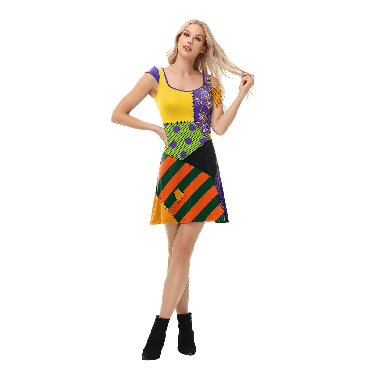 Sally Short Dress Halloween Cosplay Costume Anime MovieGhost Bride Dress Gothic Women Carnival Stage Performance Fancy Dress