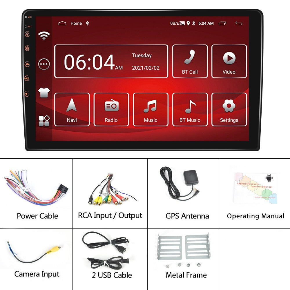 Podofo Rádio Automotivo Android 12 Androidauto Carplay 2 Din GPS Áudio Automotivo 7"/9"/10" WIFI BT Leitor Multimídia Automotivo para VW Ford