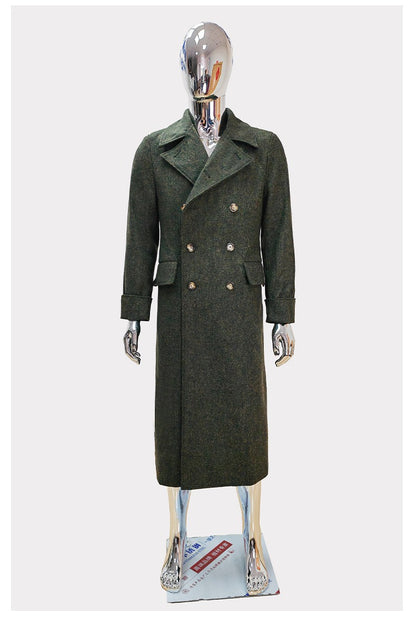 Nerazzurri Autumn Winter Long Luxury Elegant Chic Thick Warm Woolen Polo Coat for Men Double Breasted Wool & blends Overcoat