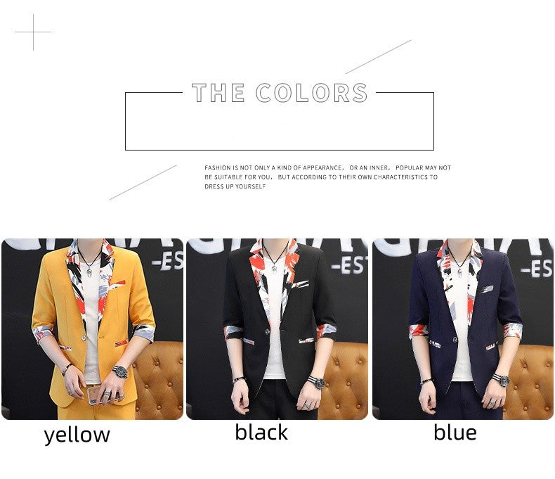 Summer 2025 Korean Slim Fit Short Sleeve Suit Casual Thin British Style Seven-Point Mid-Sleeve Suit for Men