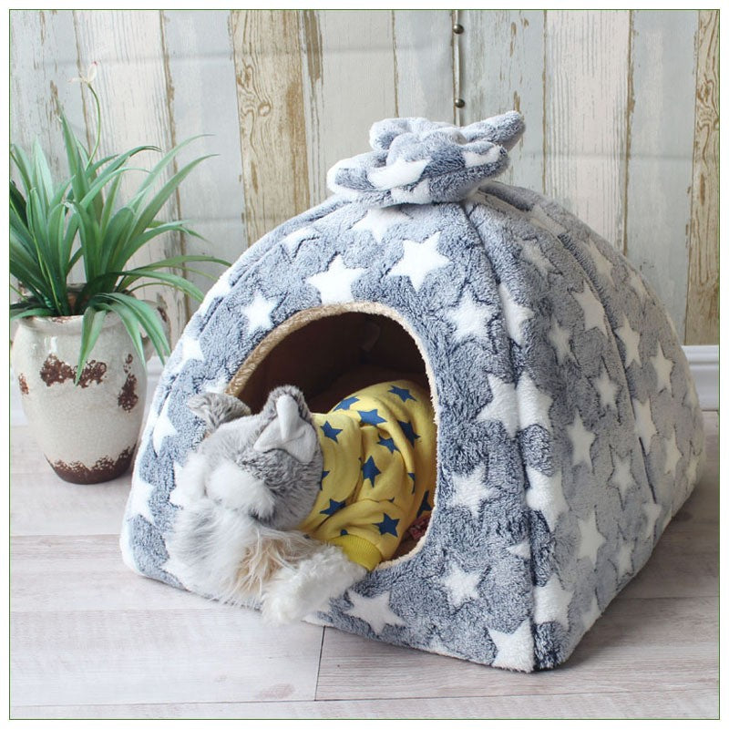 Casa de Cachorro Quente de Inverno Cama de Gato Colchonete Removível Ninho Canil Cesta para Animais de Estimação Macio Confortável Ninho para Gatos Produto para Gatos
