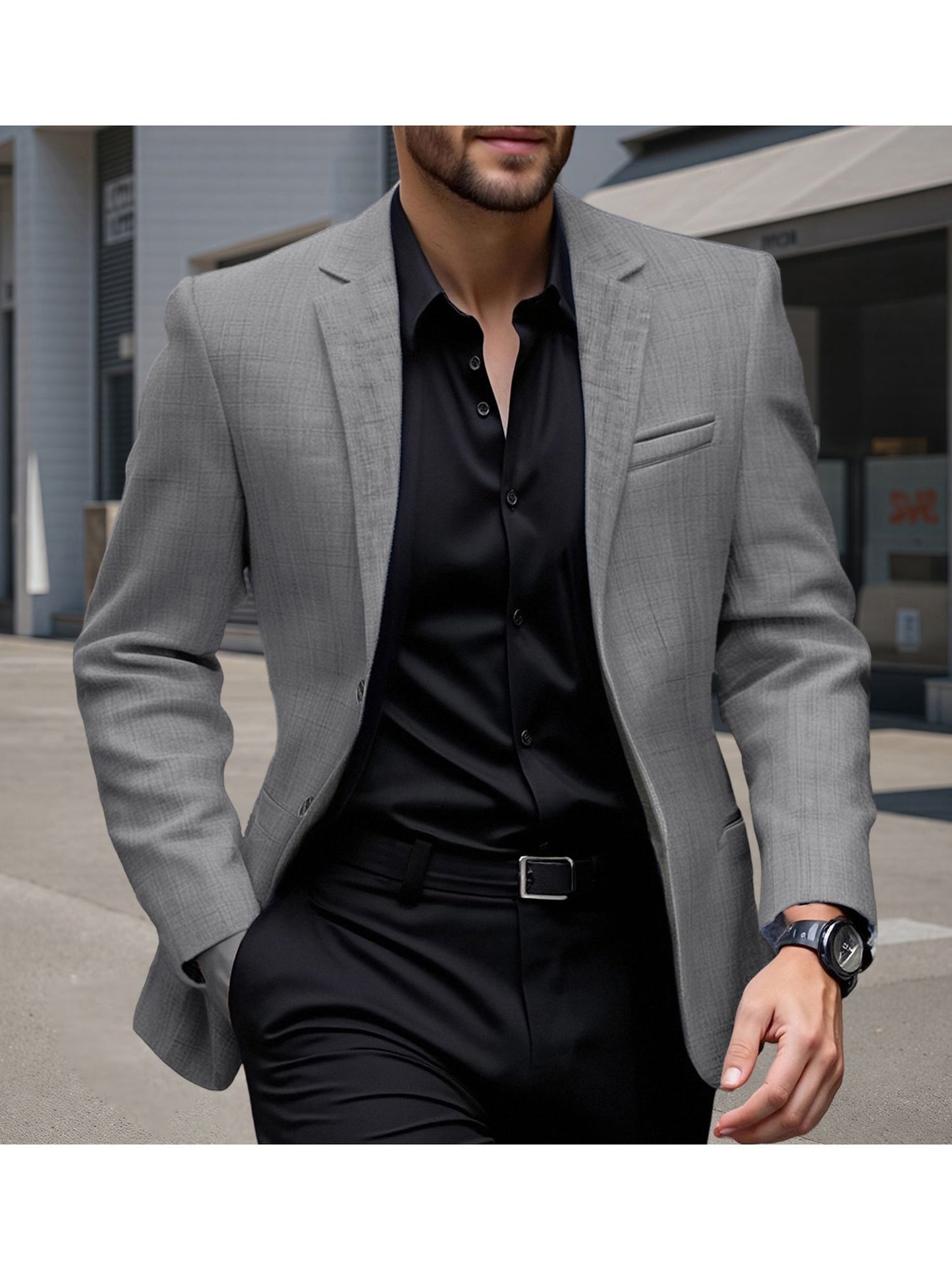Men s  Fit Casual Blazer with Notched Lapel and Single Button Closure Fashionable Solid Color Sport Coat for Spring and