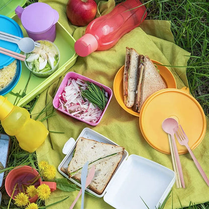 4Pcs Portable Tableware Set 4 In 1 Wheat Straw Dinnerware Cutlery Travel Tableware Picnic Dinnerware Camping Cutlery Set