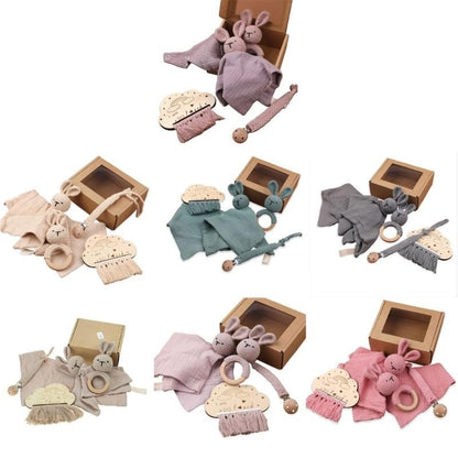 5Pcs Baby Soothing Doll Toy Burp Cloth Pacifier Chain and Teether with Tassels Board for Comfortable Teeth Care