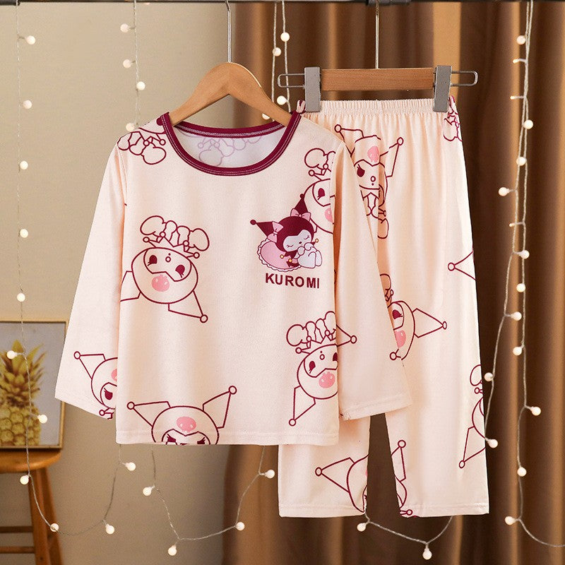 Girls Pajamas Spring Autumn Children Pajamas Long Sleeve Cartoon Kids Sleepwear Robe Children's Clothing Mother