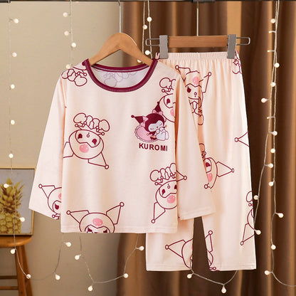 Girls Pajamas Spring Autumn Children Pajamas Long Sleeve Cartoon Kids Sleepwear Robe Children's Clothing Mother