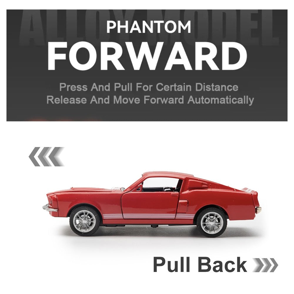 1:32 Alloy Diecast Mustang GT Classic Vintage Car Model Pull Back Car Miniature Vehicle Replica For Collection Gift for Kid