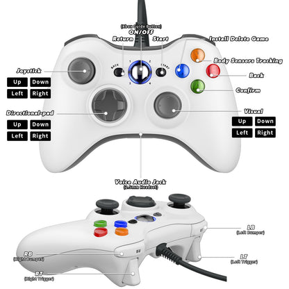 For Xbox 360 Slim/Lite/E/PC Controller,Wireless/Wired Game Remote Control 6-axis Gryo Dual Vibration Precision Joystick Gamepads