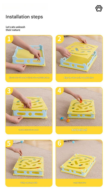 Brinquedo Interativo para Gatos Brinquedos de Escavação Labirinto Eco-PP Bolas com Guizo Teaser de Mola Grande 40cm Multi-Gatos Seguro para Mordidas Lavável com Trava de Pressão