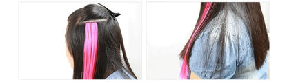 Apliques Sintéticos Presilha de Uma Peça Extensões de Cabelo Arco-Íris Cabelo Sintético Liso Peças de Cabelo de 45cm Longo Ombré Rosa Roxo Vermelho Azul