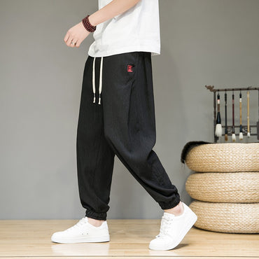 Men's Pants Summer Comfortable and Cool Ice Silk Pants Thin Breathable Hallen Pants Man Casual Baggy Pants
