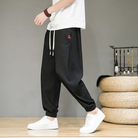 Men's Pants Summer Comfortable and Cool Ice Silk Pants Thin Breathable Hallen Pants Man Casual Baggy Pants