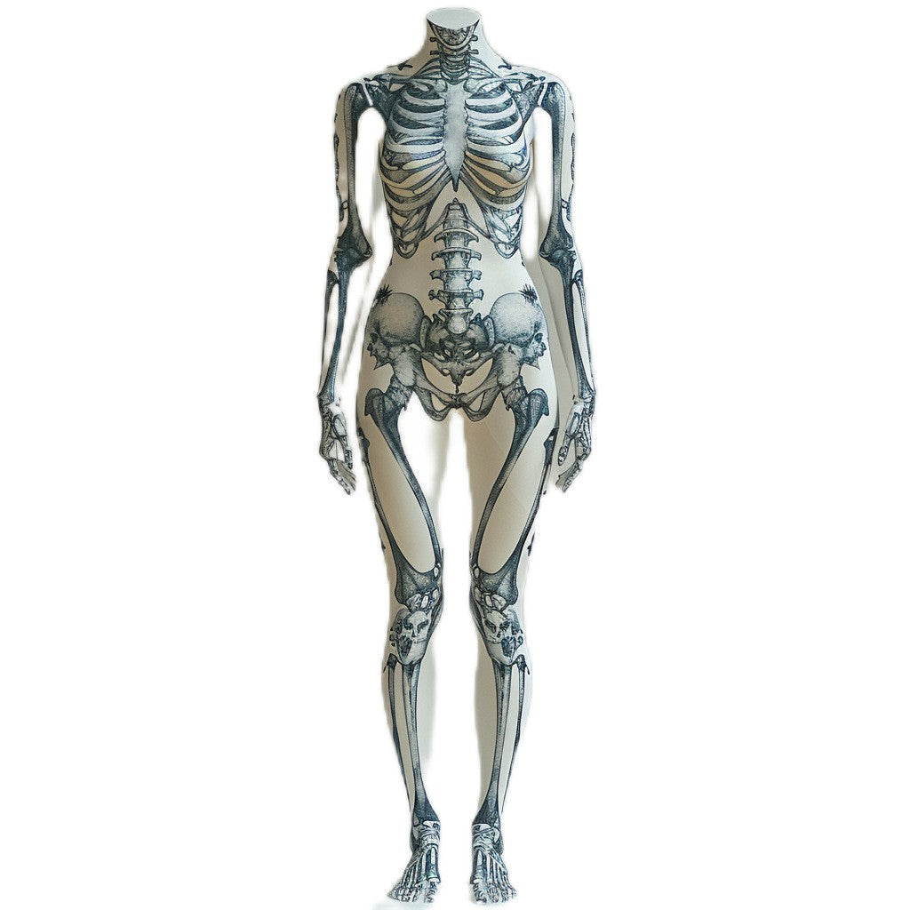 Adult Halloween Skeleton 3d Printing Holiday Party Cyberpunk Bodysuit And Mask Jumpsuit Skeleton Alien Cosplay Costume Bodysuit
