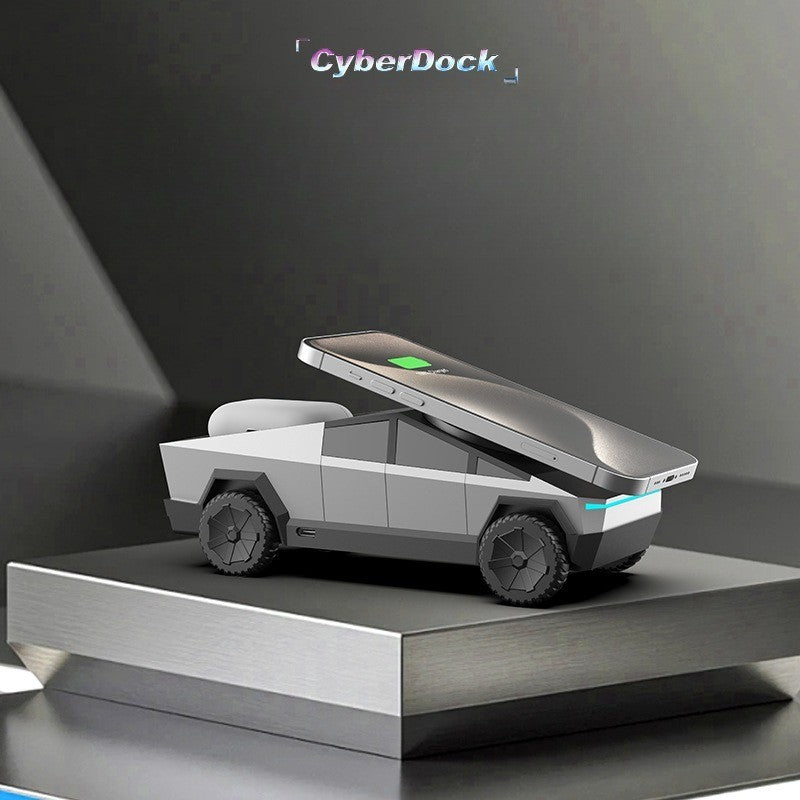 Suporte de Mesa Cybertruck Qi2 3 em 1 Base de Carregamento Sem Fio CyberDock para iPhone 16 15 14 Pro Max, AirPods, IWatch