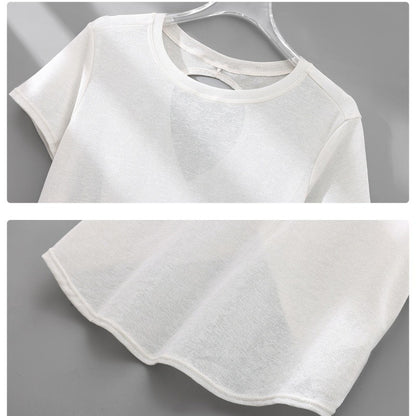 DRUR Gym Tops Women Lightweight Sweatshirt Summer Short Sleeve Quick Dry Fitness Running Tshirt Back Cross Hollow Yoga Wear New