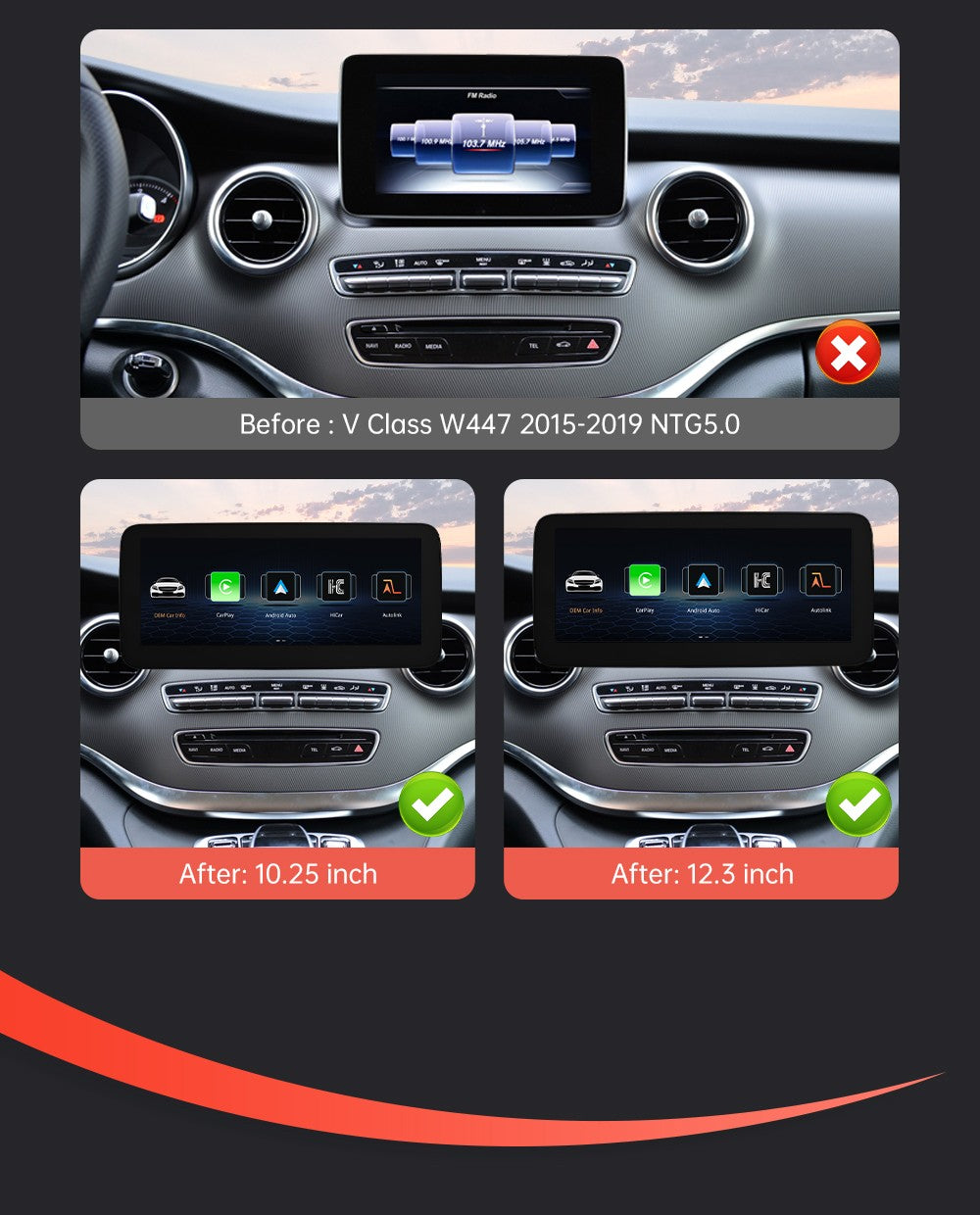 Tela multimídia Linux CarPlay sem fio Android Auto para Mercedes-Benz W205 W176 GLC A C Classe V W447 CLA GLA 2015-2018 NTG5.0