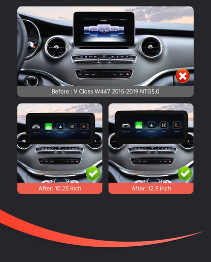 Tela multimídia Linux CarPlay sem fio Android Auto para Mercedes-Benz W205 W176 GLC A C Classe V W447 CLA GLA 2015-2018 NTG5.0